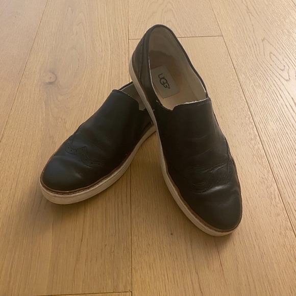 Ugg Black Leather Loafers - Picture 1 of 8